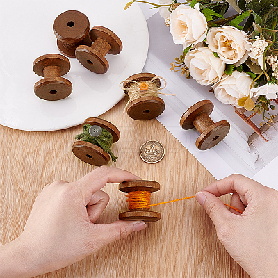 Wooden Bobbins FIND-WH0366-044-1