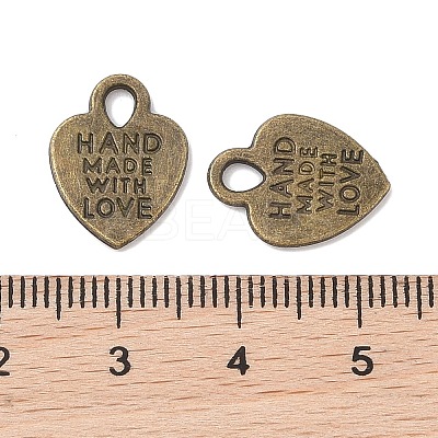 Tibetan Style Alloy Heart Charms TIBEP-Q035-07AB-NR-1