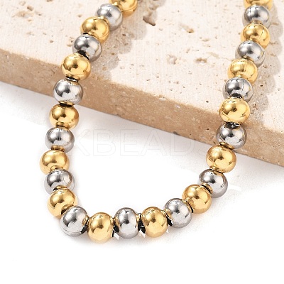 304 Stainless Steel Round Beads Bracelets BJEW-Q038-06GP-1