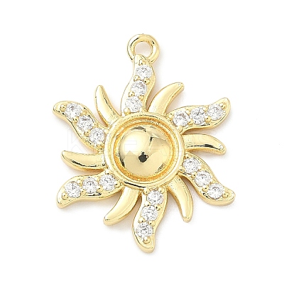 Brass Micro Pave Clear Cubic Zirconia Pendants KK-G548-01B-G-1