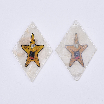 Printed Capiz Shell Pendants LS-SHEL-T016-08K-1