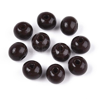 Spray Painted Round Natural Schima Wood Beads WOOD-A018-8mm-12-1
