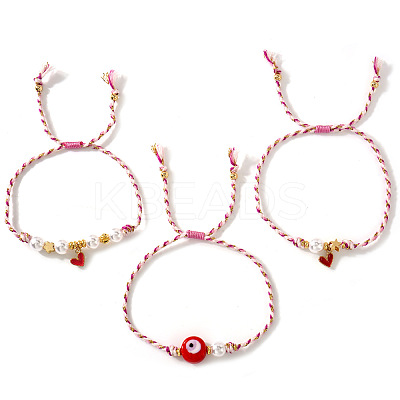 3Pcs Handmade Brass Enamel Charm Bracelets OI2276-10-1