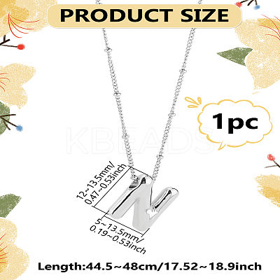 1pc Brass Chain with Alloy Letter Pendants Necklaces NJEW-LP0001-41N-P-1