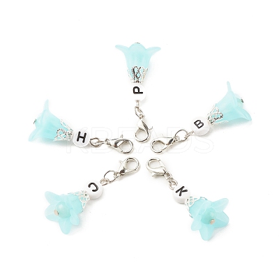 Frosted Flower Transparent Acrylic Pendant Decoration HJEW-JM00628-02-1