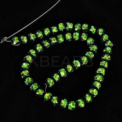 Glow in the Dark Luminous Style Handmade Silver Foil Glass Round Beads FOIL-I006-8mm-03-1