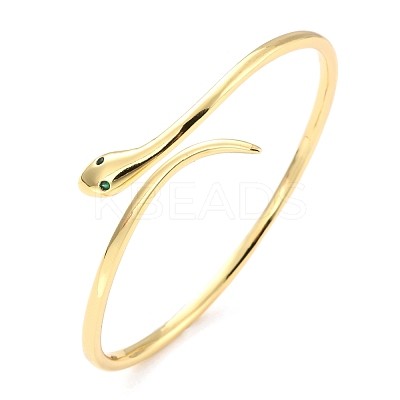 Green Cubic Zirconia Snake Wrap Cuff Bangle BJEW-I298-15G-1