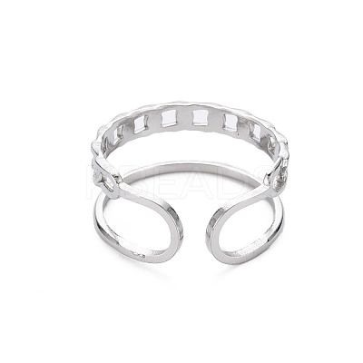 Non-Tarnish 304 Stainless Steel Curb Chain Shape Cuff Ring RJEW-N038-038P-1