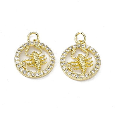 Real 18K Gold Plated Brass Micro Pave Clear Cubic Zirconia Pendants KK-E068-VB409-8-1