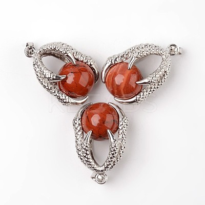 Eagle Claw Alloy Natural Red Jasper Pendants G-L455-A23-1