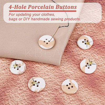 6Pcs Porcelain Buttons BUTT-OC0001-59A-1