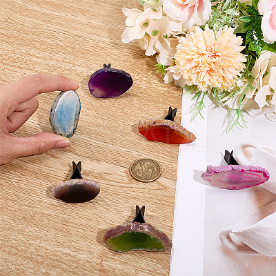 6Pcs 6 Styles Natural Agate Car Air Vent Clips HJEW-OC00061-1