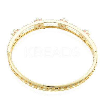 Cubic Zirconia Star Hinged Bangle BJEW-N012-050-1