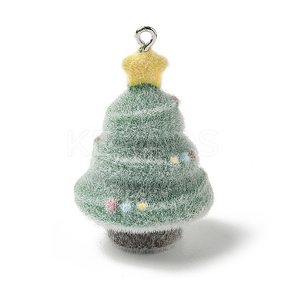 Christmas Flocky Opaque Resin Pendants FIND-A058-01B-1