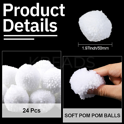 24Pcs Wool Soft Pompom Ball DIY-SC0031-31D-03-1