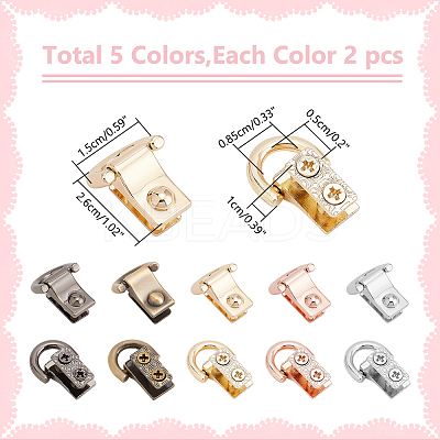 10Pcs 5 Colors Zinc Alloy Suspension Clasps FIND-WR0011-08-1