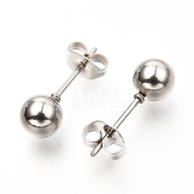 304 Stainless Steel Ball Stud Earrings EJEW-C501-10D-1