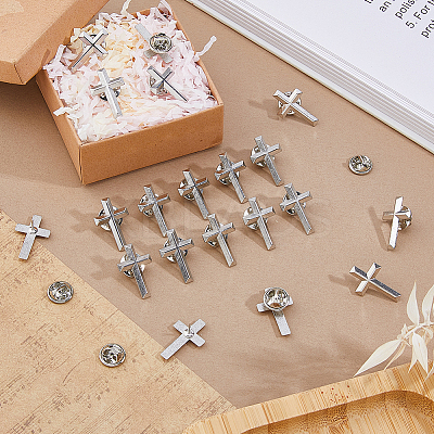 50Pcs Religion Corss Alloy Lapel Pin Backs JEWB-FH0002-50P-1