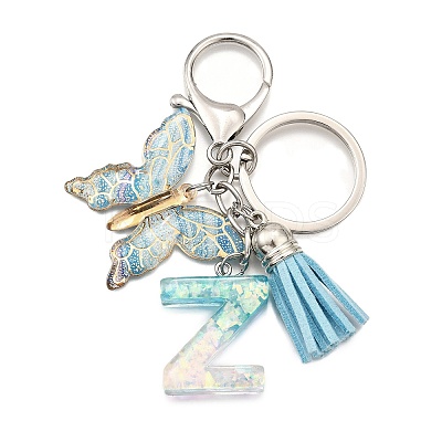 26Pcs Transparent Epoxy Resin & Transparent Acrylic & Faux Suede Tassel Keychain KEYC-JKC01202-26-1