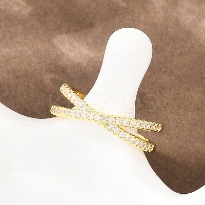Brass Micro Pave Cubic Zirconia Finger Rings RJEW-D340-01G-04-1
