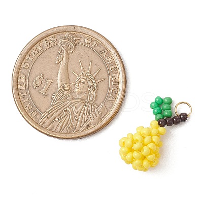 Handmade Glass Seed Beaded Pear Pendants PALLOY-MZ00486-1