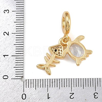 Brass Pave Clear Cubic Zirconia European Dangle Charms KK-N271-44G-1
