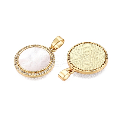 Brass Micro Pave Clear Cubic Zirconia Pendants KK-N254-191G-1