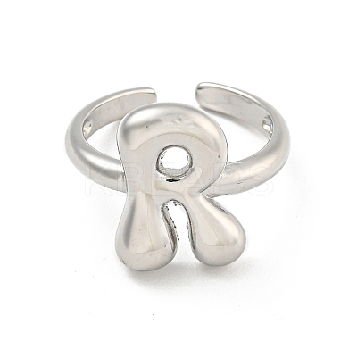 Brass Letter Open Cuff Rings for Women RJEW-G313-01R-P-1