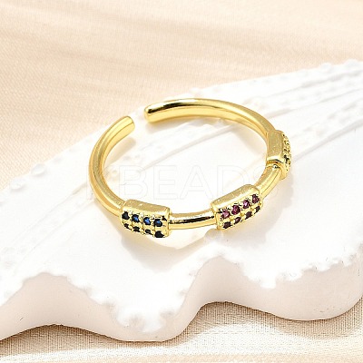 Brass Micro Pave Cubic Zirconia Cuff Rings for Women RJEW-H247-08G-1