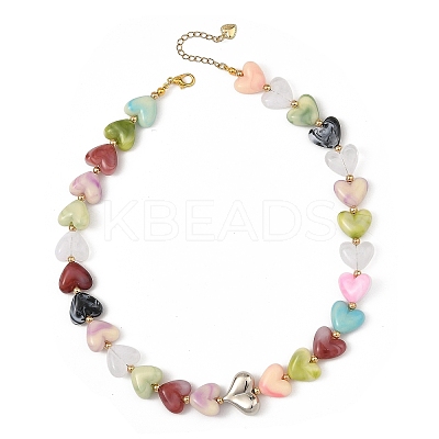 Acrylic Beads & CCB Plastic Beads Beaded Necklaces for Women AC-NJEW-JN06383-1