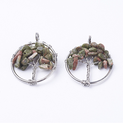 Natural Unakite Pendants G-E419-23P-1