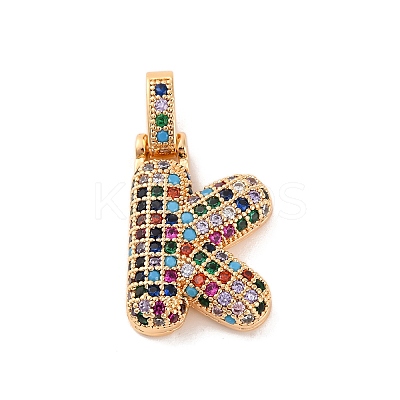 Brass Micro Pave Cubic Zirconia Pendants KK-C076-29K-G02-1