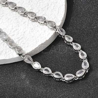 Brass Micro Pave Cubic Zirconia Geometric Tennis Necklaces NJEW-C121-02B-P-1