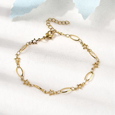 304 Stainless Steel Link Bracelets BJEW-A044-03B-G-1