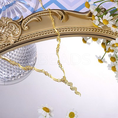 Snake Brass Micro Pave Cubic Zirconia Pendant Necklaces NJEW-PH01396-1