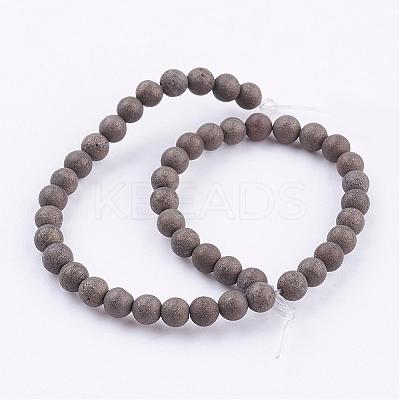 Natural Pyrite Beads Strands G-P303-03-4mm-8-1