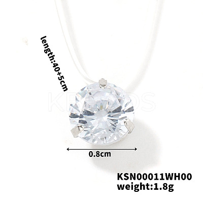 Flat Round Plastic Pendant Invisible Cord Necklaces for Women JB6177-3-1