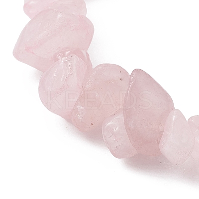 Natural Rose Quartz Chips Beaded Bracelet BJEW-JB09686-02-1