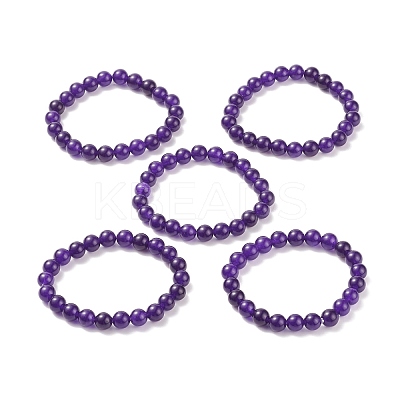Natural Jade Beaded Stretch Bracelet BJEW-P213-04-8mm-1