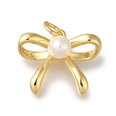 Rack Plating Brass with ABS Plastic Pearl Charms KK-G500-13G-1
