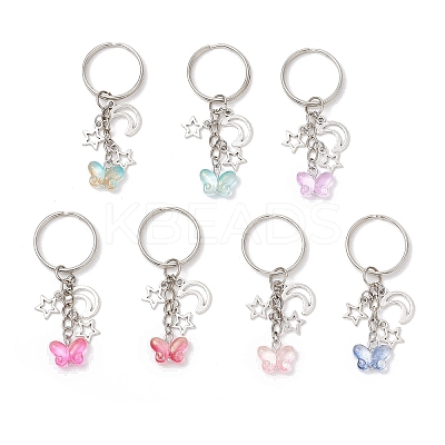 Transparent Baking Paint Glass Keychains KEYC-JKC01284-1