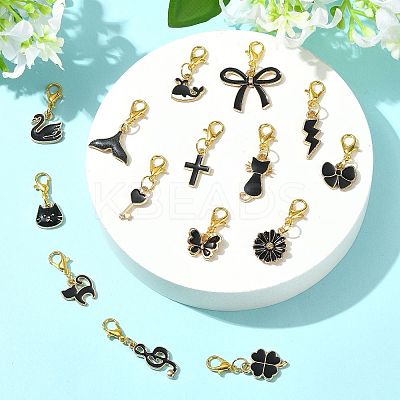 20Pcs 20 Styles Alloy Enamel Pendant Decorations HJEW-FS00045-1