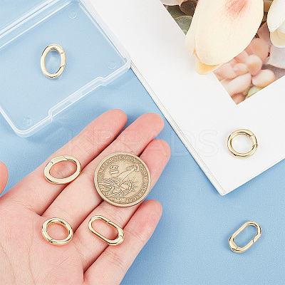 6 Pcs 3 Styles Rack Plating Brass Spring Gate Rings KK-BC0009-73-1