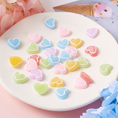 60Pcs 6 Colors Resin Cabochons Accessories RESI-YS0001-03-1