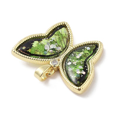 Brass Micro Pave Cubic Zirconia Pendants KK-F877-09G-1