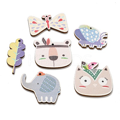 Nature Theme Printed Basswood Pendants WOOD-X0004-22-1