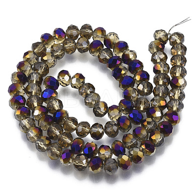 Electroplate Transparent Glass Beads Strands EGLA-A034-T6mm-F21-1