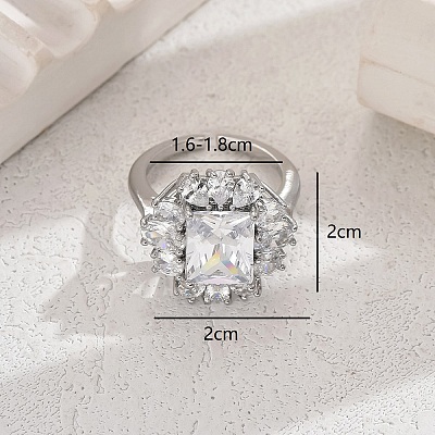 Luxurious Copper Zircon Flower Ring for Women Party Wedding Vacation DY5013-2-1