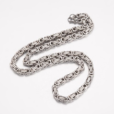 Non-Tarnish 201 Stainless Steel Byzantine Chain Necklaces X-NJEW-K062-01P-6mm-1