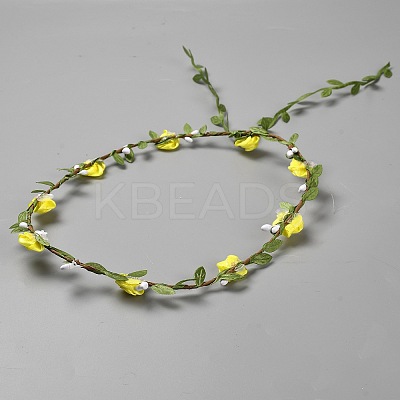 Polyester Artificial Rose Garland Headbands Hair Vine AJEW-WH20019-03E-1